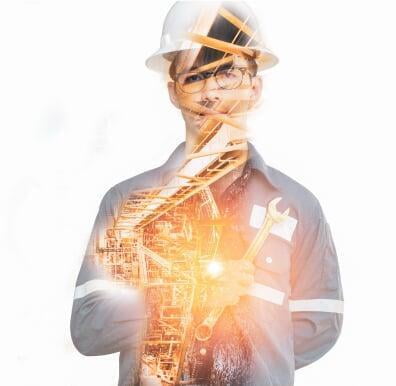 a field service technician holding tools